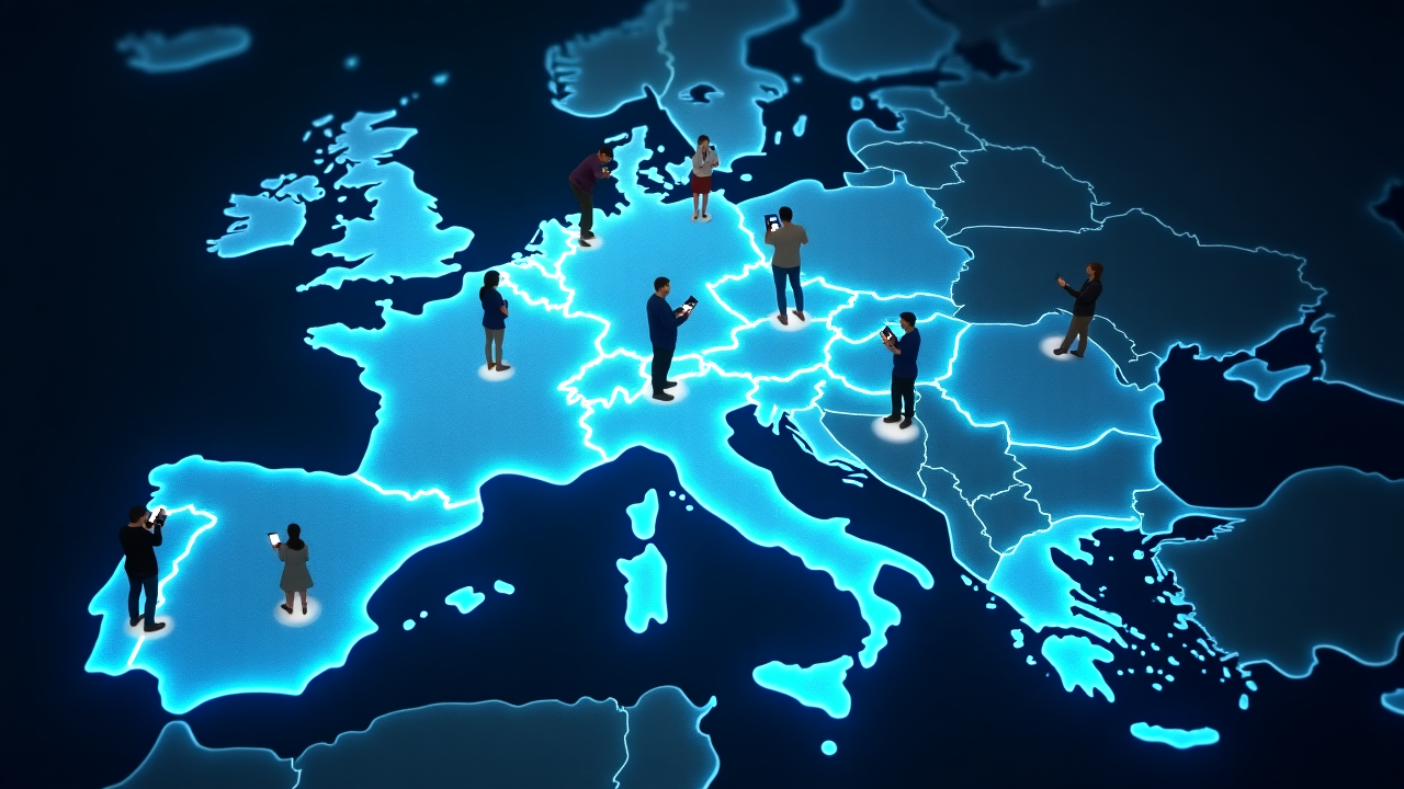 Mapa de cobertura de roaming en Europa